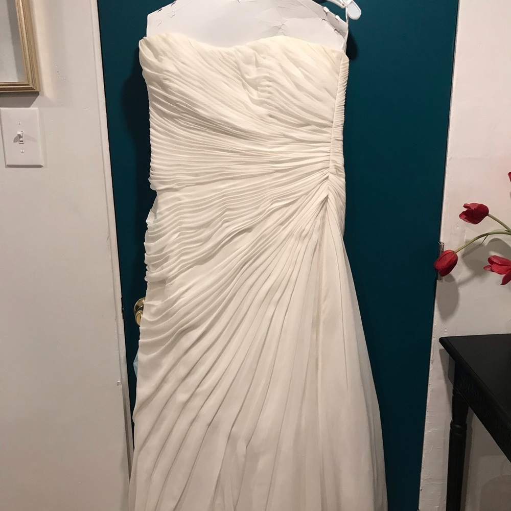 Scarf-Detail Strapless Gown in Ivory